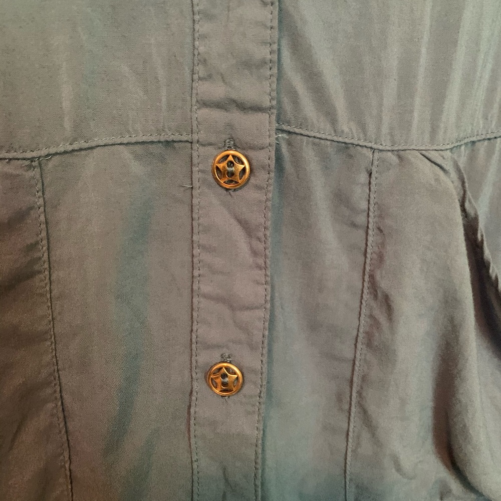 Entro Blue Rayon Button Down Pocket Top - image 5